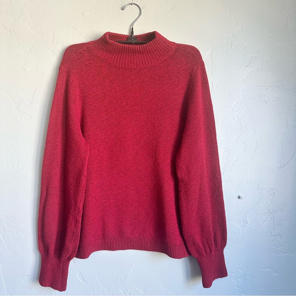 Chico's‎ Women’s Red Heather Mock Turtleneck Sweater Small EUC Valentines Day